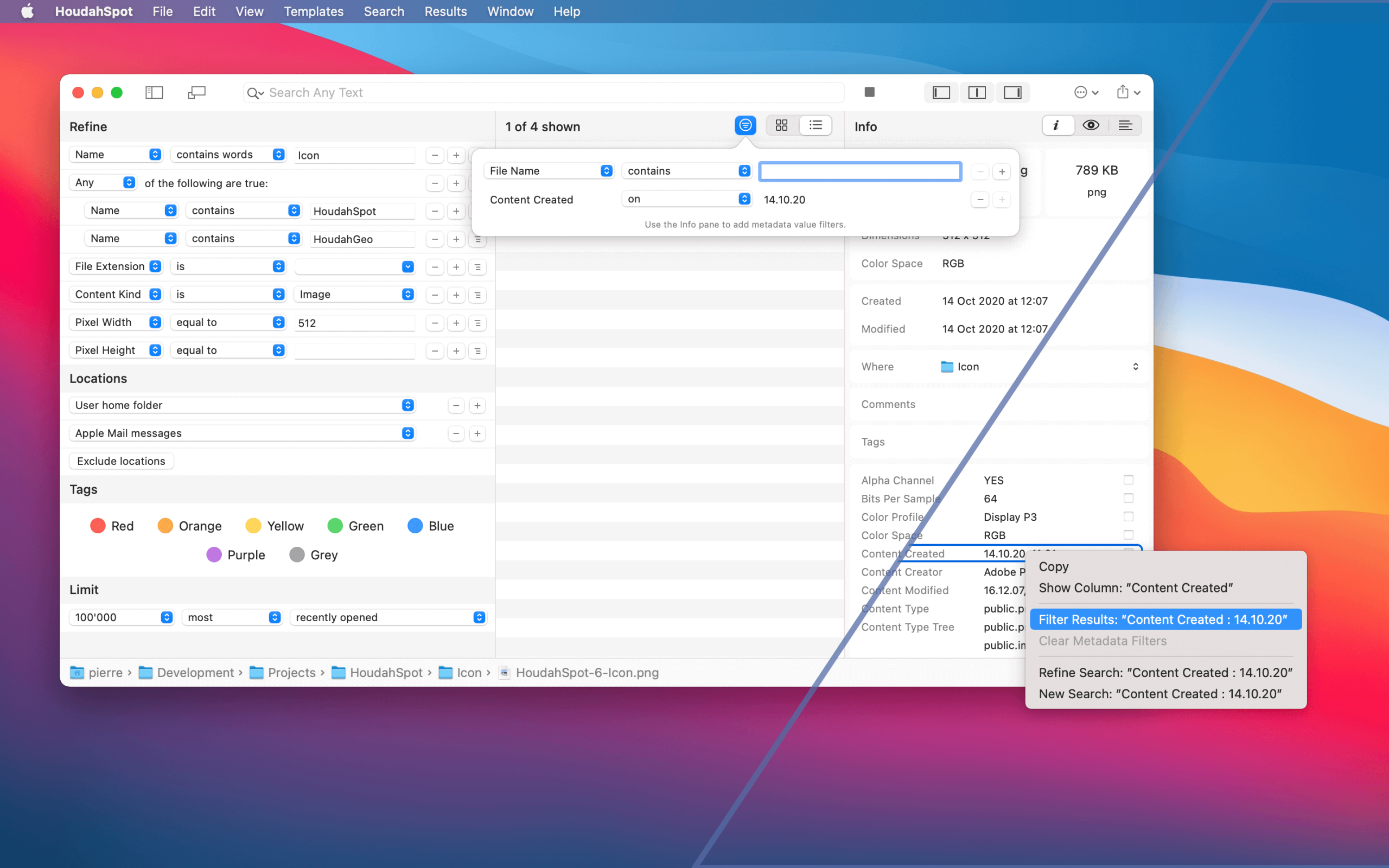 HoudahSpot file search and filtering on macOS