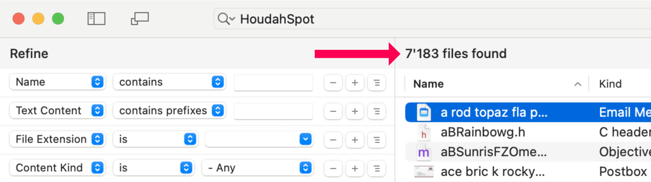 HoudahSpot search window showing a broad search with thousands of results